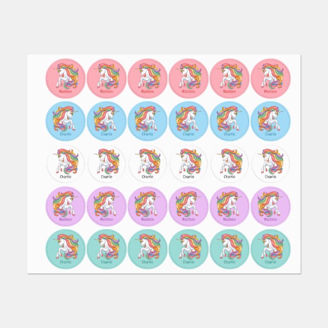 Custom Names Colourful Unicorn (Sheet)