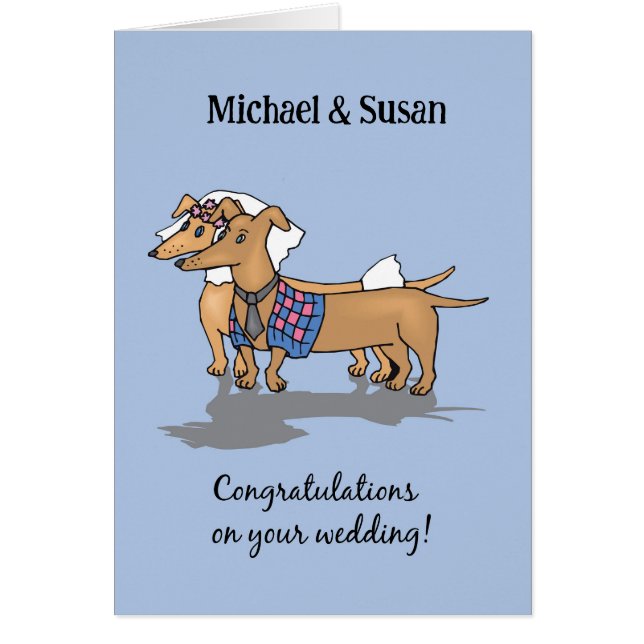 Custom Names Dachshunds Dogs Wedding Congratulatio (Front)