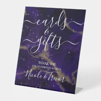 Custom Names Deep Purple Gold Cards & Gifts Pedestal Sign