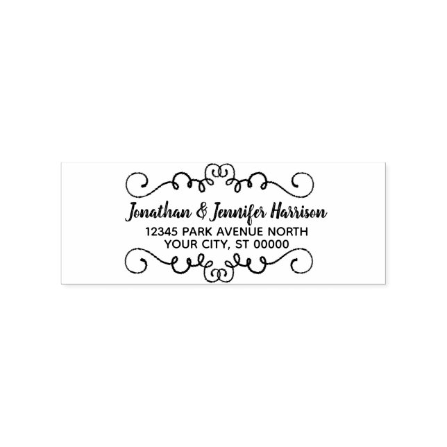 Custom Names Elegant Script Return Address Rubber Stamp (Imprint)