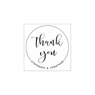 Custom Names   Elegant Thank You Script Wedding Rubber Stamp