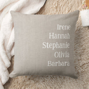Custom Names Family Friends Simple Farmhouse  Throw Pillow