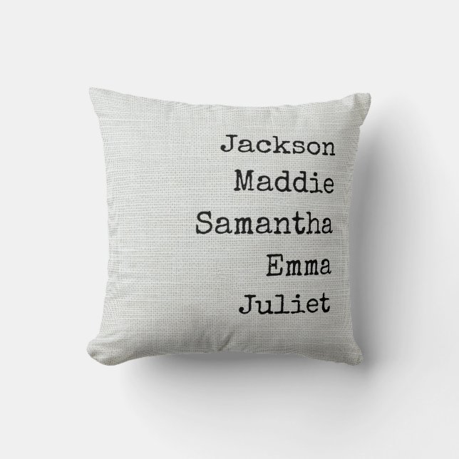 Custom Names Grandma & Mom Gift Throw Pillow (Front)