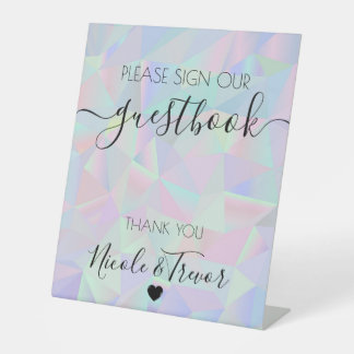 Custom Names Iridescent Geometric Table Sign
