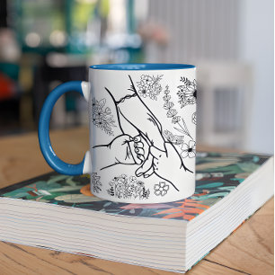 Custom Names Kids Holding Mom's Hands Mother's Day Coffee Mug