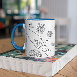 Custom Names Kids Holding Mom's Hands Mother's Day Coffee Mug