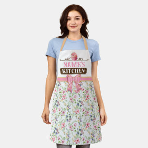 Custom Name's kitchen and watercolor Pink cupcake Apron