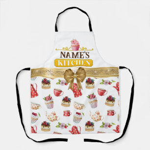 Custom Name's kitchen and watercolor Pink cupcake Apron