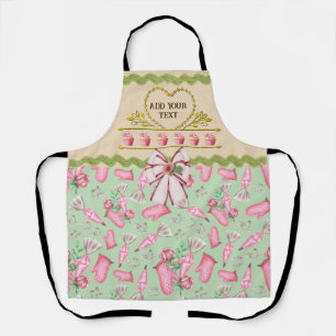 Custom Name's kitchen and watercolor Pink cupcake Apron
