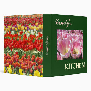 Custom Name's KITCHEN Tulips recipe binder