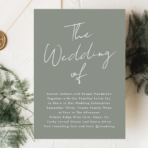 Custom Names Modern Sage Green White The Wedding Invitation
