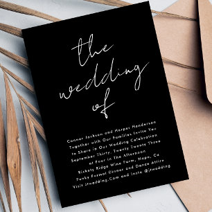 Custom Names Modern White & Black The Wedding of Invitation