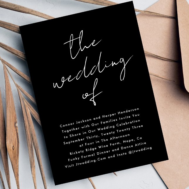 Custom Names Modern White & Black The Wedding of Invitation (Creator Uploaded)