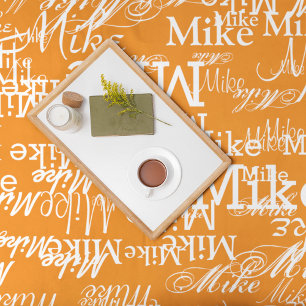 Custom Names Pattern on Orange Colour Fleece Blanket