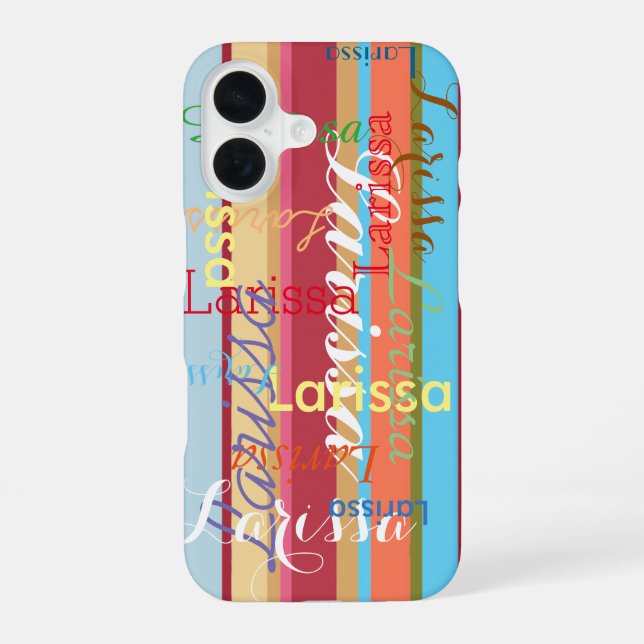 Custom Names pattern typographic iPhone 16 Case (Back)