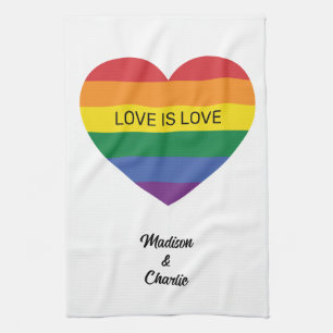 Custom Names Rainbow Heart Kitchen Towel