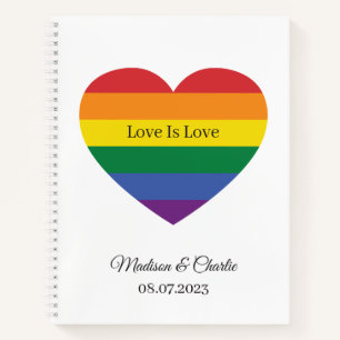 Custom Names Rainbow Heart Notebook