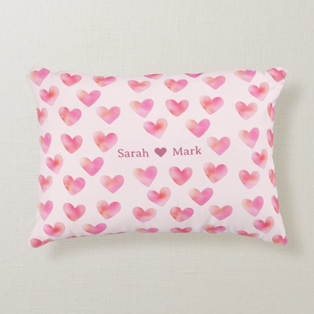Custom Names Romantic Pink Love Design -  Accent Pillow (Front)