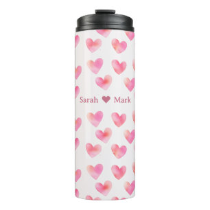Custom Names Romantic Pink Love Design - Thermal Tumbler