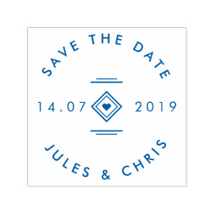 Custom Names Round Modern Minimalist Save The Date Self-inking Stamp