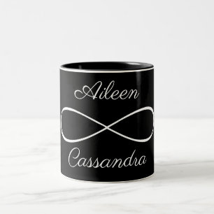 Custom Names Simple Infinity Love Symbol Friends  Two-Tone Coffee Mug