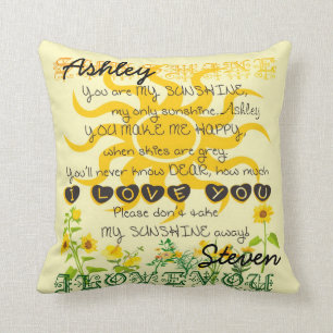 Custom Names Sunshine Gift Throw Pillow