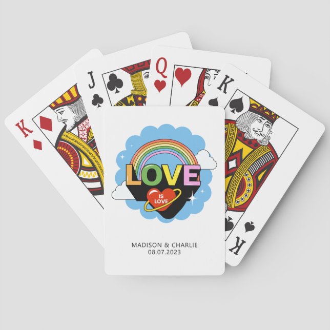 Custom Names / Text "Love Is Love" Playing Cards (Back)