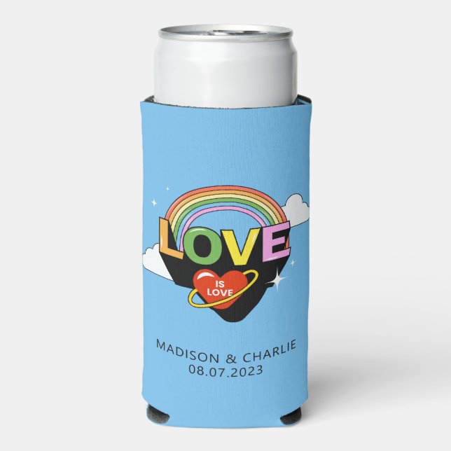 Custom Names / Text "Love Is Love" Seltzer Can Cooler (Seltzer Front)