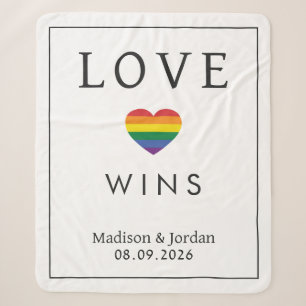 Custom Names / Text Rainbow LOVE Sherpa Blanket
