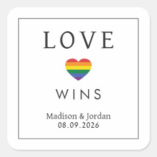 Custom Names / Text Rainbow LOVE Square Sticker