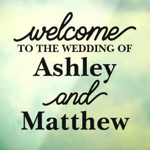 Custom Names Welcome to our Wedding for Mirror Window Cling