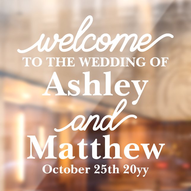 Custom Names Welcome to our Wedding for Mirror Window Cling (Sheet 2)