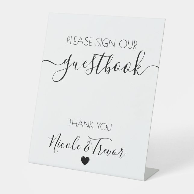 Custom Names White Calligraphy Sign Guestbook (Front)