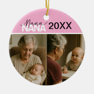 Custom Nana Photo Ornament with Year 2 Pictures