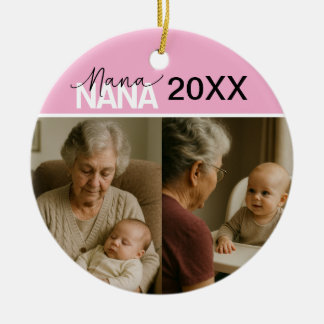 Custom Nana Photo Ornament with Year 2 Pictures
