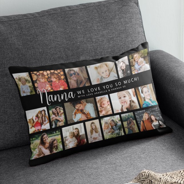 Custom Nanna 18 Photo Collage Lumbar Pillow (Creator Uploaded)