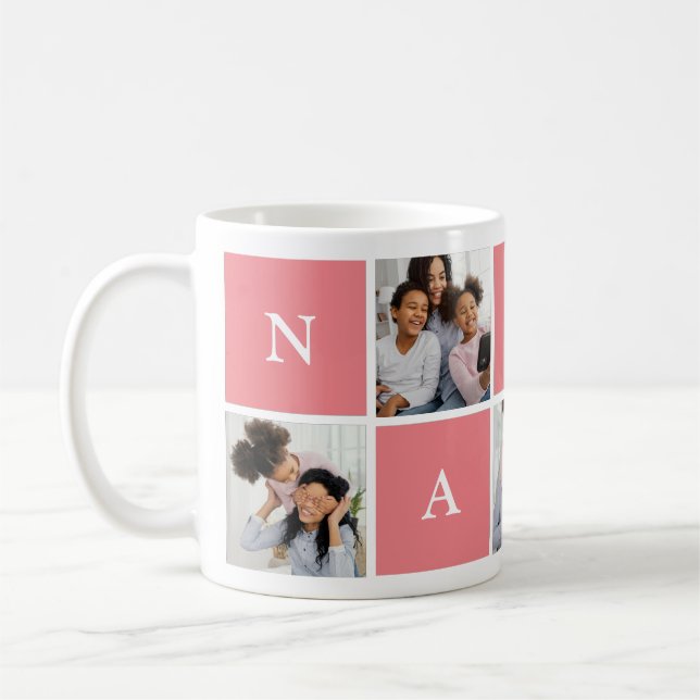 Custom Nanny Grandmother 5 Photo Collage Coffee Mug (Left)