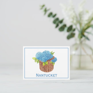 Custom Nantucket Basket Blue Hydrangeas Thank You Card