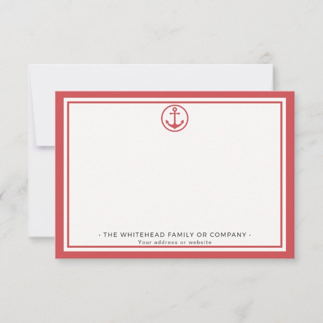 Custom Nantucket Red Anchor Personalized Card (Front)