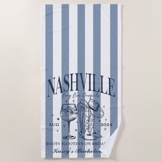 Custom Nashville Bachelorette Rodeo Beach Towel (Front)