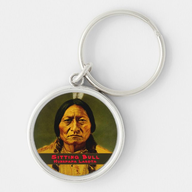 Custom Native American Indian Chief Sitting Bull   Keychain (Front)