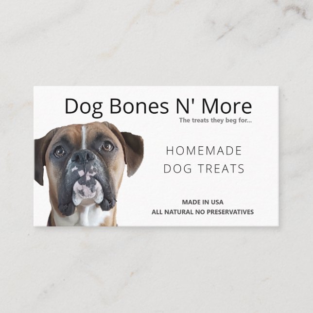 Custom Natural Gourmet Dog Treats Bakery  Business Card (Front)