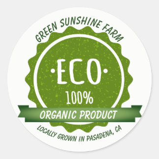 Custom Natural Organic Green Eco Product Classic Round Sticker