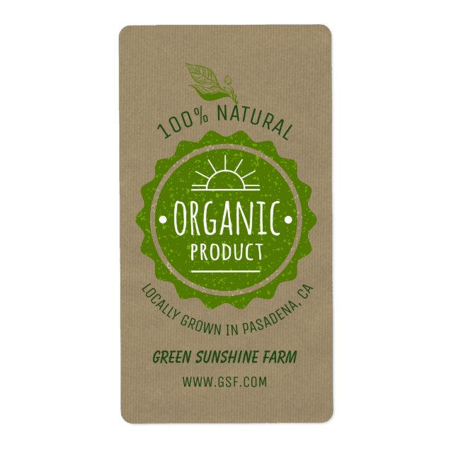 Custom Natural Organic Green Eco Product Label (Front)