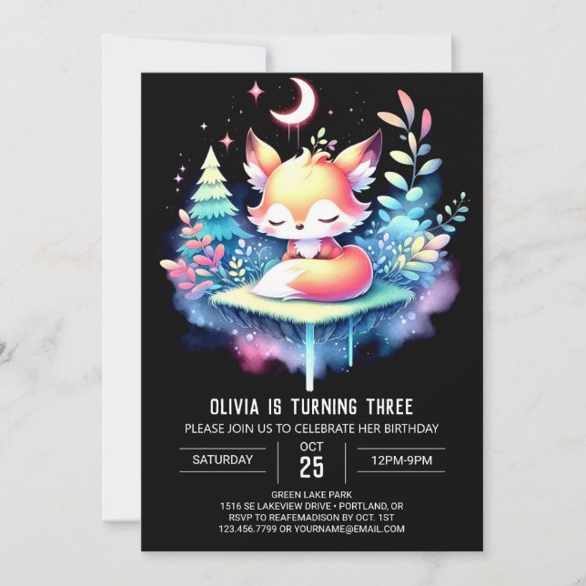 Custom Nature Fox Birthday digital Invitation (Front)
