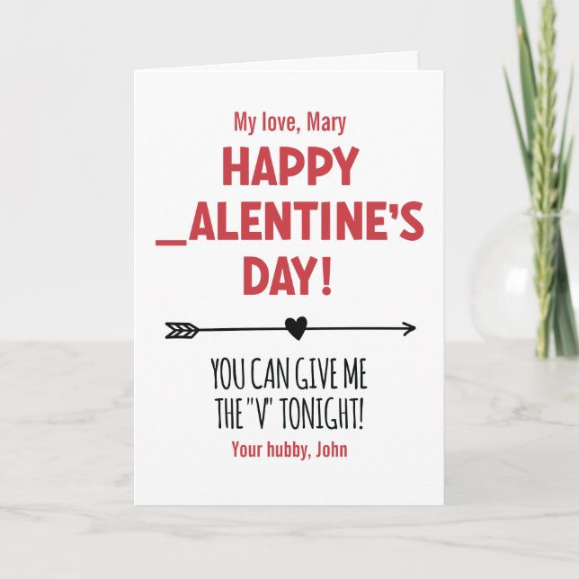 CUSTOM Naughty Give me the 'V' Tonight Arrow Funny Card (Front)