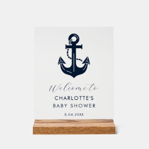 Custom Nautical Acrylic Baby Shower Navy Anchor  Sign