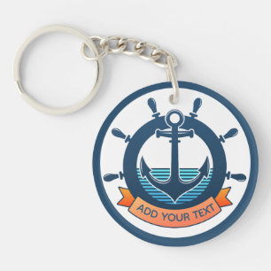 Custom Nautical Anchor and Ocean Lover Vacation Keychain