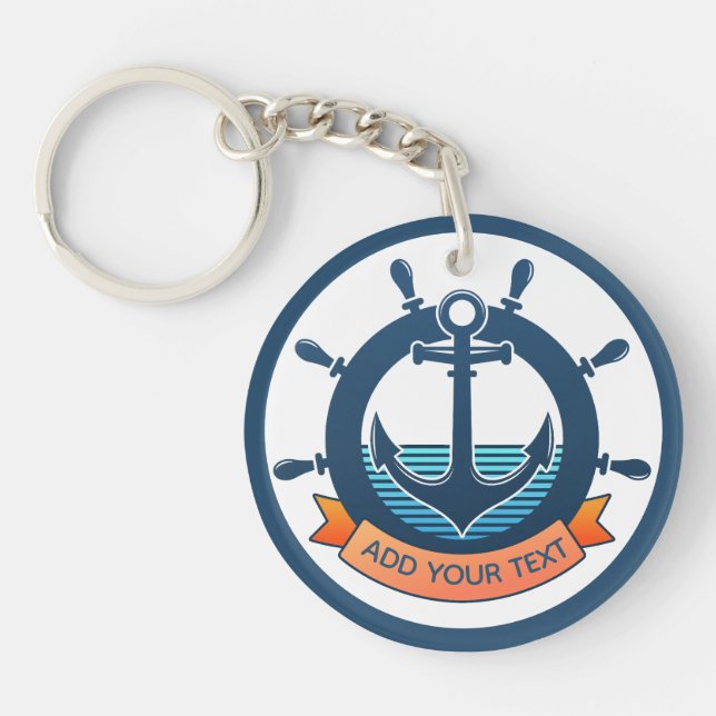 Custom Nautical Anchor and Ocean Lover Vacation Keychain (Front)