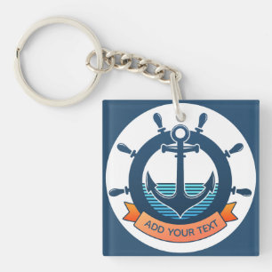Custom Nautical Anchor and Ocean Lover Vacation Keychain
